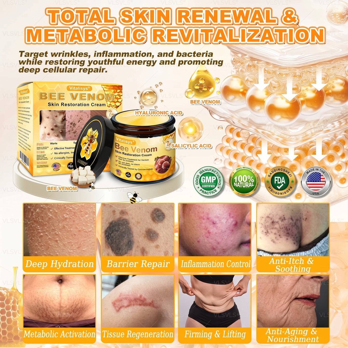 🔥 DERNIER JOUR – 80 % DE RÉDUCTION 🔥Crème Réparatrice pour la Peau au Venin d’Abeille